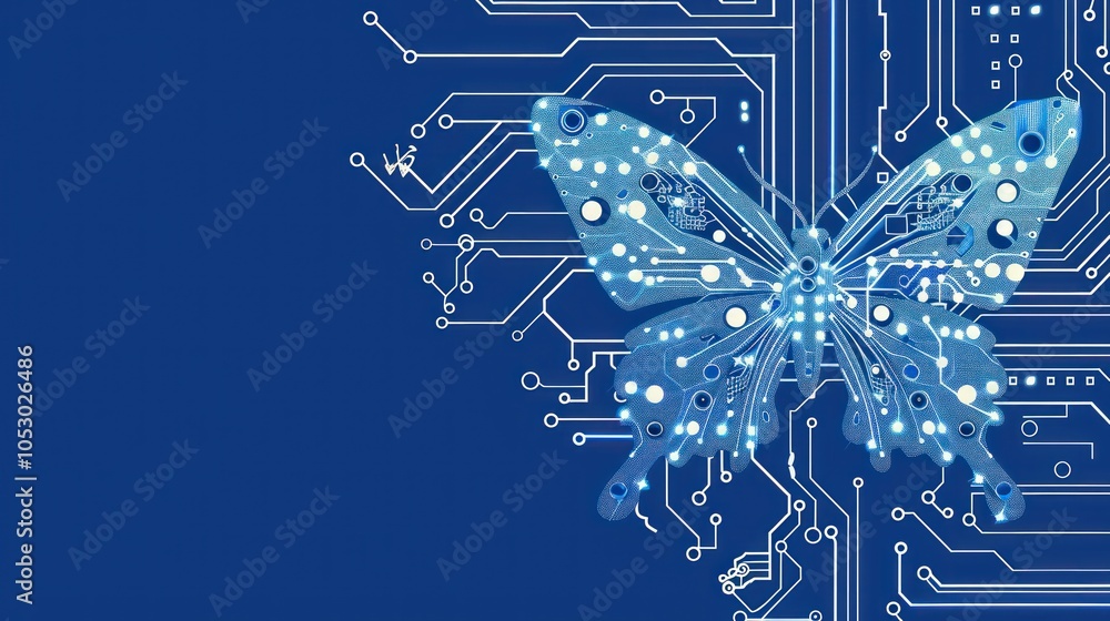 Obraz premium Digital Butterfly on a Circuit Board
