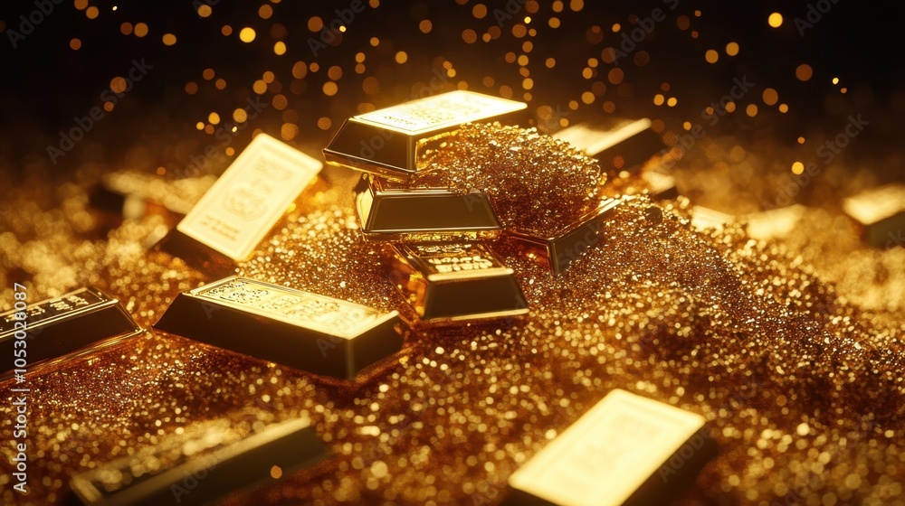 Gold Bars with Glittering Particles Gold Bars with Glittering Particles