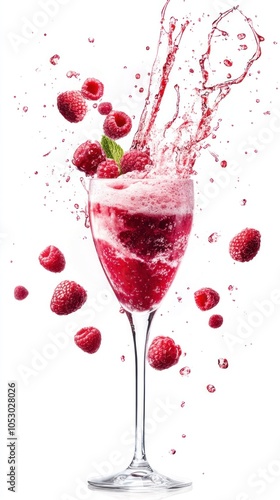 Raspberry smoothies with assorted ingredients served in glass