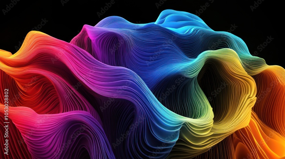 Obraz premium 3D rainbow digital art with smooth layering