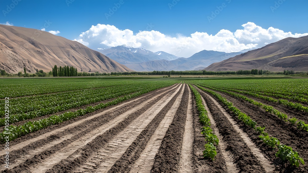 An agricultural site using sustainable irrigation to minimize soil degradation An agricultural site using sustainable irrigation to minimize soil degradation
