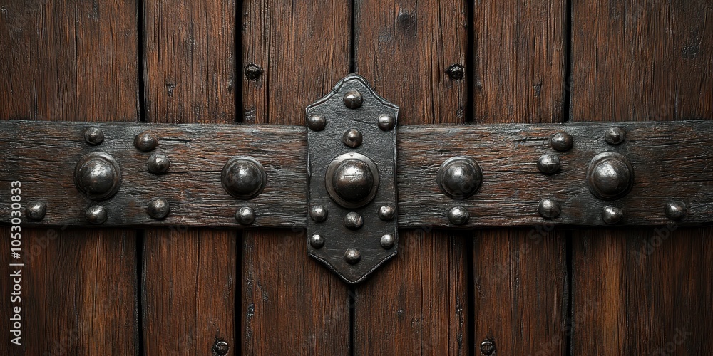 Antique Wooden Door with Iron Bolts Antique Wooden Door with Iron Bolts