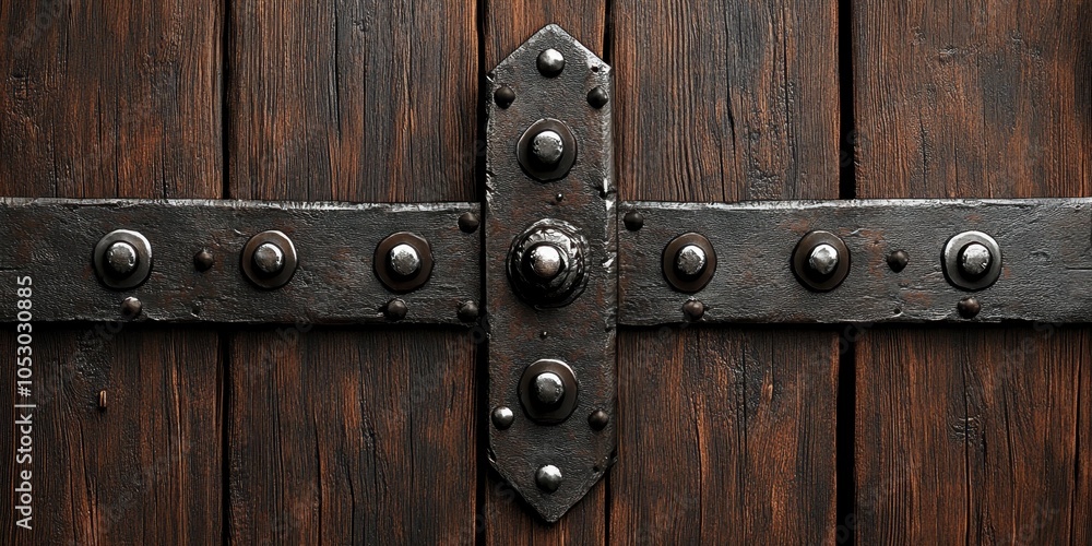 Antique Wooden Door with Iron Bolts Antique Wooden Door with Iron Bolts
