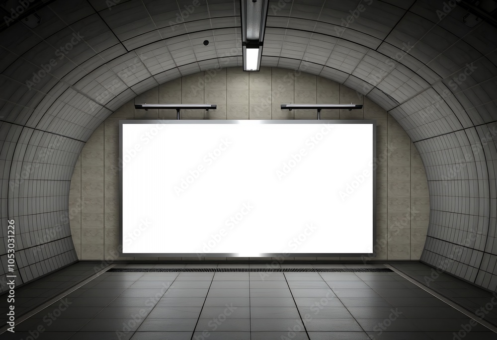 Blank Billboard in Subway Tunnel Underground Advertising Mockup Blank Billboard in Subway Tunnel Underground Advertising Mockup