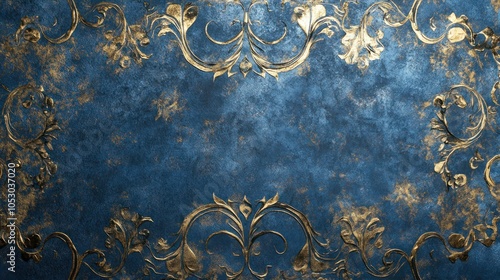 Frosty blue texture with warm gold accents in Art Deco style photo