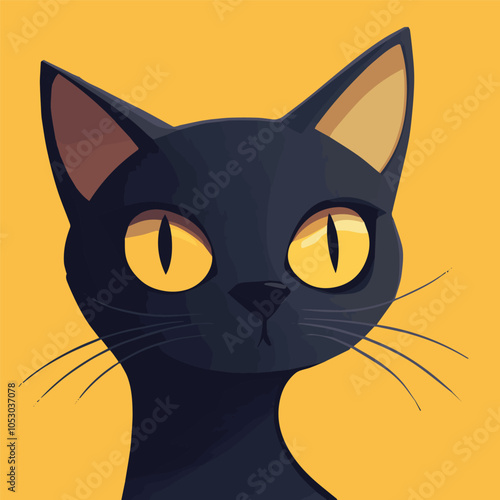 ilustration black cat with yellow eyes