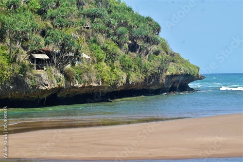 coral rocks on Baron beach in Indonesia