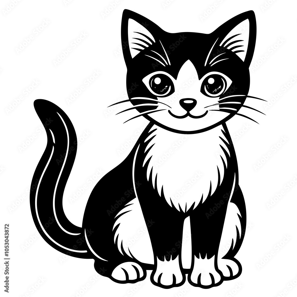 simple cute cat silhouette vector on a white background simple cute cat silhouette vector on a white background
