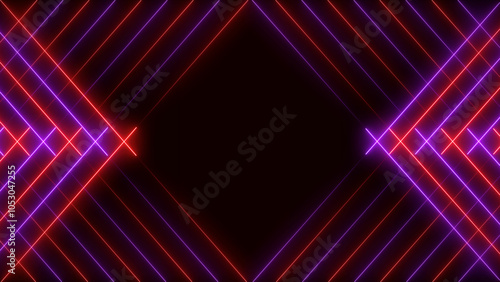 Abstract neon line colorful 4k illustration. black background 4k illustration.