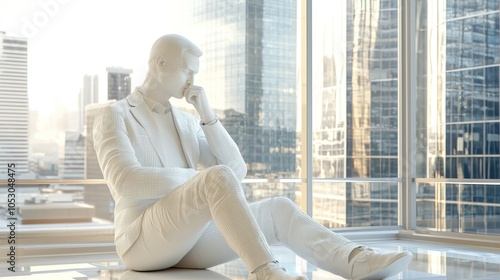 Free Download Strategic reflections an entrepreneur's moment of contemplation in a modern office space - GFXLoad