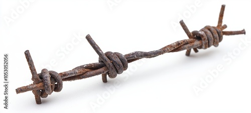 Barbed wire isolated on white.