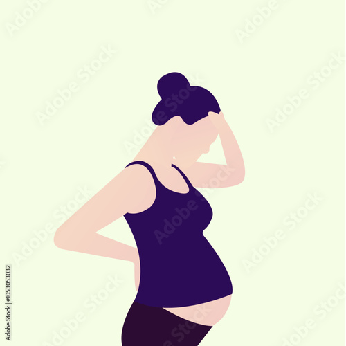 Illustration vector graphic of woman stress during pregnant.