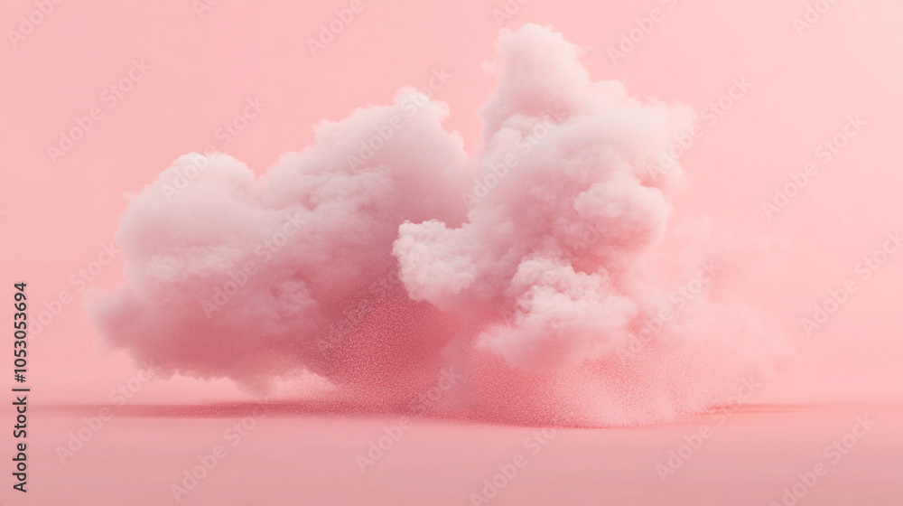 Soft pink cloud floating gently above a pastel backdrop during daylight hours Soft pink cloud floating gently above a pastel backdrop during daylight hours