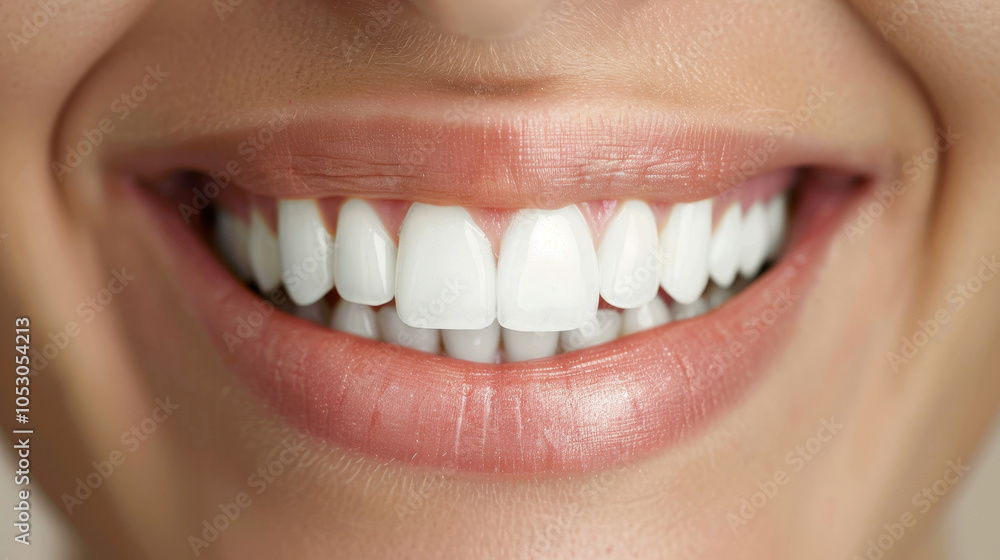 Obraz premium bright smile showcasing healthy, white teeth and well groomed lips, reflecting confidence and happiness. This captures essence of dental care and personal hygiene