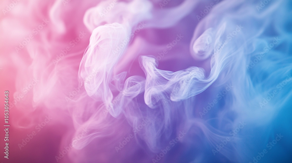 Obraz premium Colorful smoke patterns swirling in shades of pink and blue against a dark background