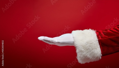 Santa Claus hand isolated on red background