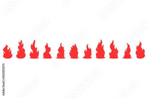 Burning fire silhouette icon design set