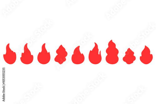 Burning fire silhouette icon design set
