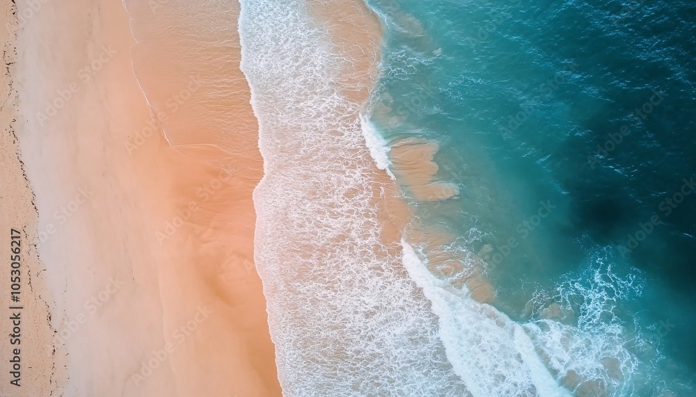 Aerial View of a Sandy Beach and Blue Ocean Aerial View of a Sandy Beach and Blue Ocean