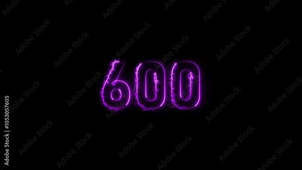 Abstract neon countdown 800 number neon glowing magenta color animation. black background 4k video. Abstract neon countdown 800 number neon glowing magenta color animation. black background 4k video.