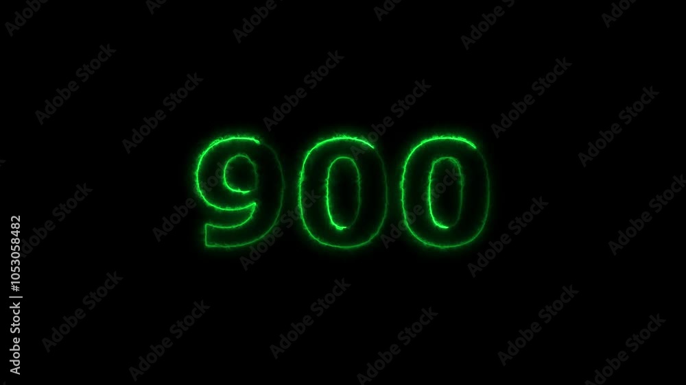 Abstract neon countdown 800 number neon glowing turquoise color animation. black background 4k video. Abstract neon countdown 800 number neon glowing turquoise color animation. black background 4k video.