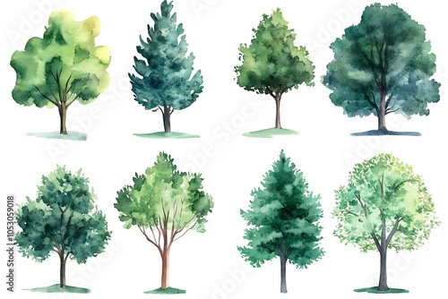 Watercolor Tree Collection photo