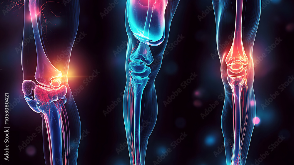 Common Causes of Knee Pain Injuries, Medical Conditions, Arthritis, Gout, Infections. Concept Sprains, Strains, Overuse, Meniscus Tears, Ligament Injuries. created with Generative AI technology Common Causes of Knee Pain Injuries, Medical Conditions, Arthritis, Gout, Infections. Concept Sprains, Strains, Overuse, Meniscus Tears, Ligament Injuries. created with Generative AI technology