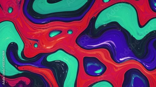 Colourful abstract paint liquid. It is full of different colours and has a smooth movement.