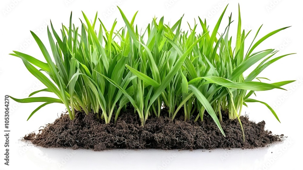 Fototapeta premium Fresh Green Grass and Dark Soil Texture