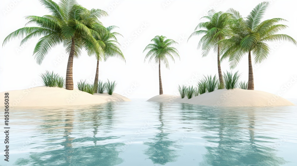 Tropical Oasis: Palm Trees and Serene Lagoon Tropical Oasis: Palm Trees and Serene Lagoon