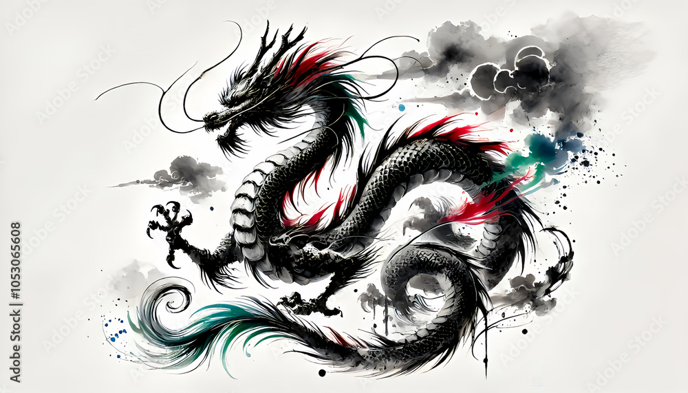 Fototapeta premium 龍 水墨画風