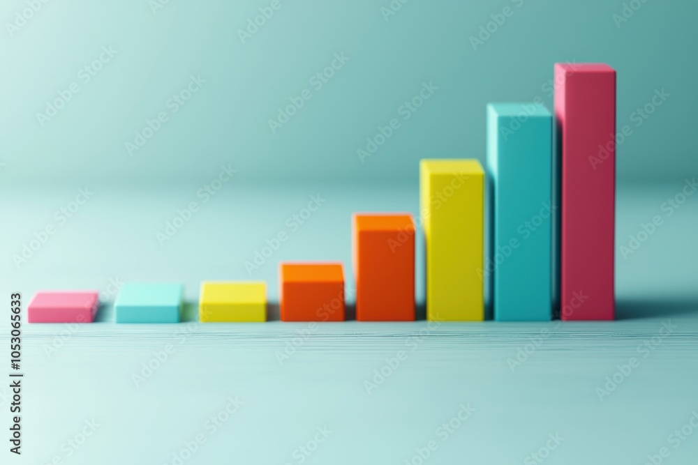 A colorful bar graph displaying increasing data values, symbolizing growth and progress. A colorful bar graph displaying increasing data values, symbolizing growth and progress.