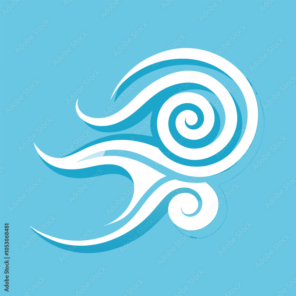 Abstract swirling design in white on a blue background. Abstract swirling design in white on a blue background.