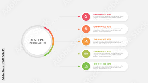 Modern Circular Round Infographic Design Template with 5 Data Points