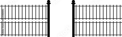 Black outdoor fence gate vector illustration design