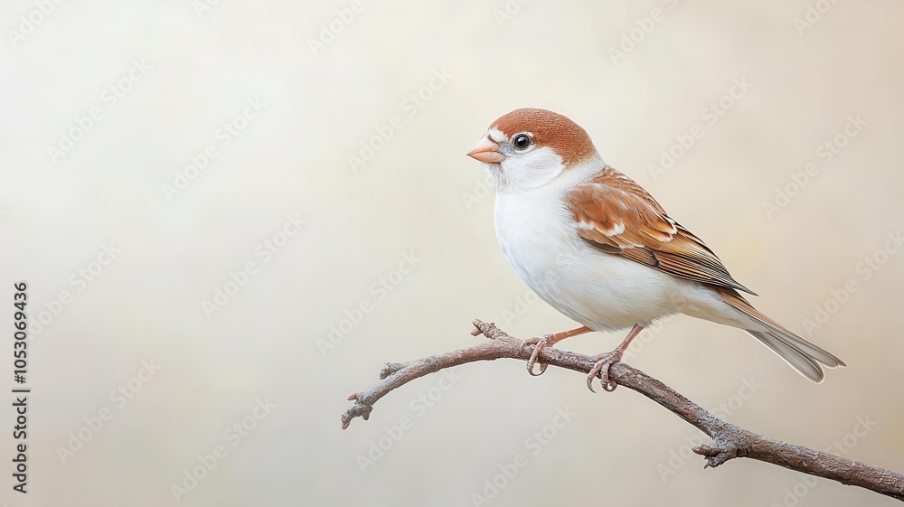 Captivating sparrow perched on a branch against a soft background Captivating sparrow perched on a branch against a soft background