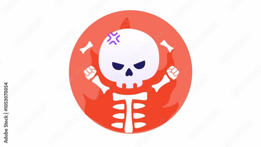 Flat Illustration Halloween Skeleton Animation Flat Illustration Halloween Skeleton Animation