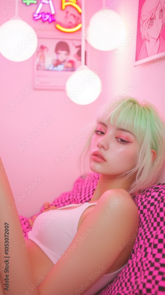 Edgy E-Girl Aesthetic in Modern Futon Bedroom Perfect for Halloween and New Years Decor Edgy E-Girl Aesthetic in Modern Futon Bedroom Perfect for Halloween and New Years Decor
