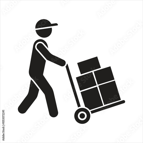 Hand truck icon. Cargo trolley icon