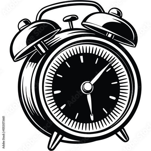 Alarm Clock silhouette vector illustration.