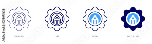 Digital transformation icon in 4 different styles. Thin Line, Line, Bold, and Bold Line. Duotone style. Editable stroke