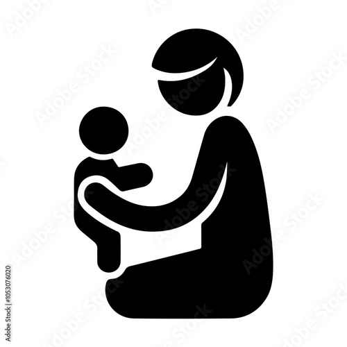 Simple Vector Icon Illustration of a Baby Sitter