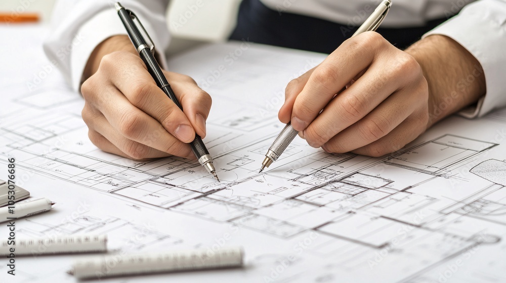 Naklejka premium Architect Drawing Floor Plan