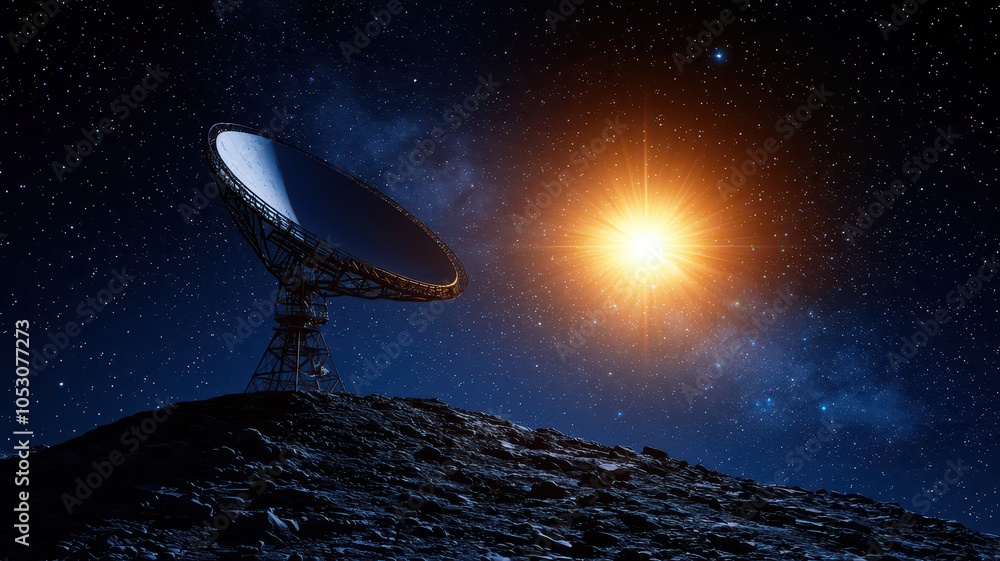 Exploring the cosmos a satellite dish under the stars Exploring the cosmos a satellite dish under the stars