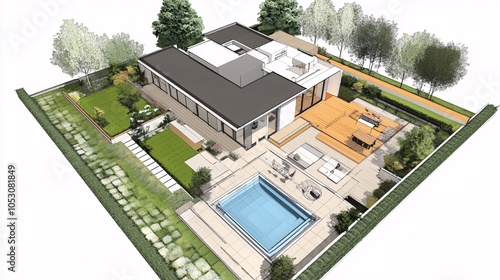 Modern House With Swimming Pool and Garden