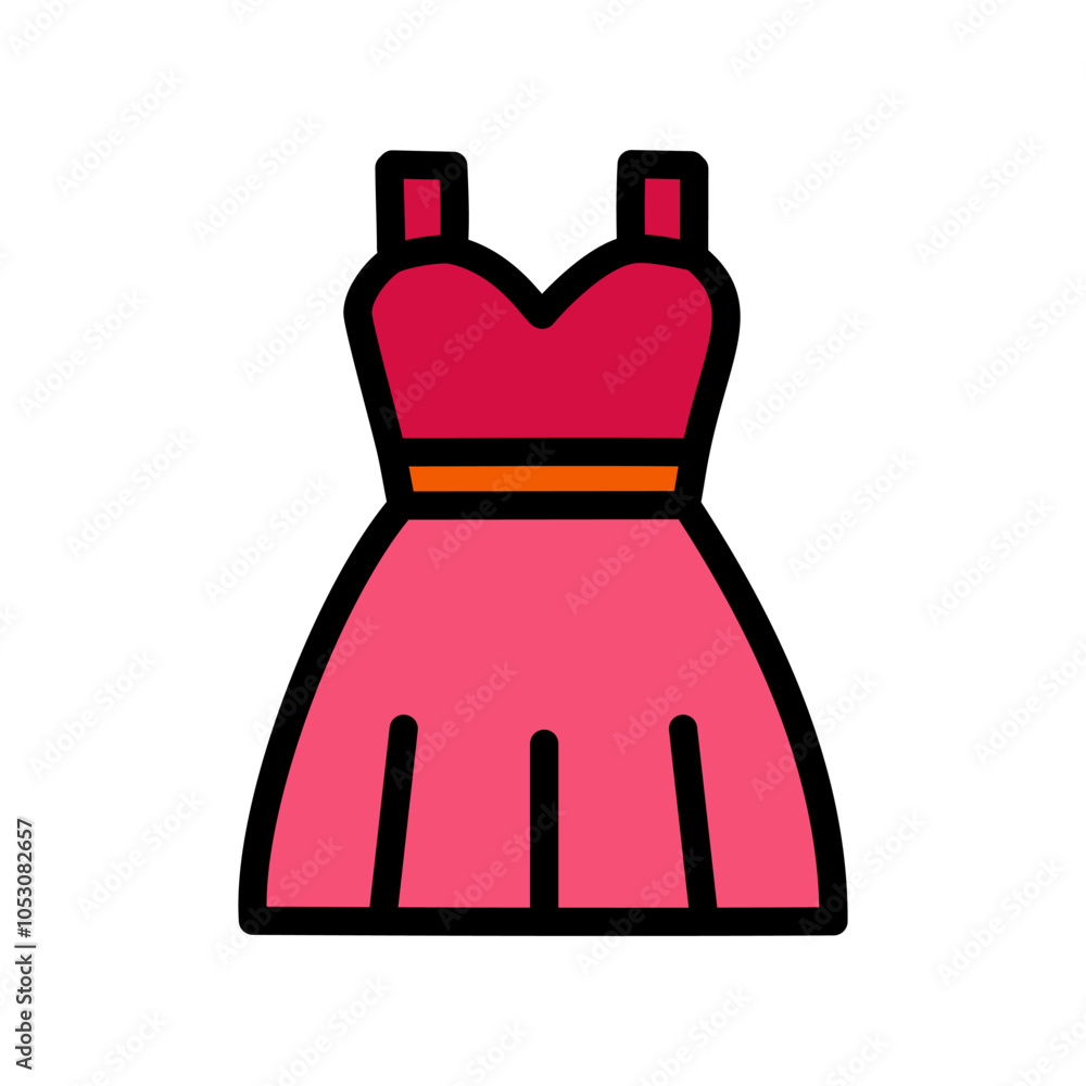 Dress vector icon sign. Clean look trendy red color clothes design. Dress vector icon sign. Clean look trendy red color clothes design.