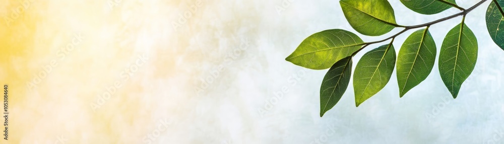 Vibrant green leaves adorn a branch, closeup view of nature's beauty Vibrant green leaves adorn a branch, closeup view of nature's beauty