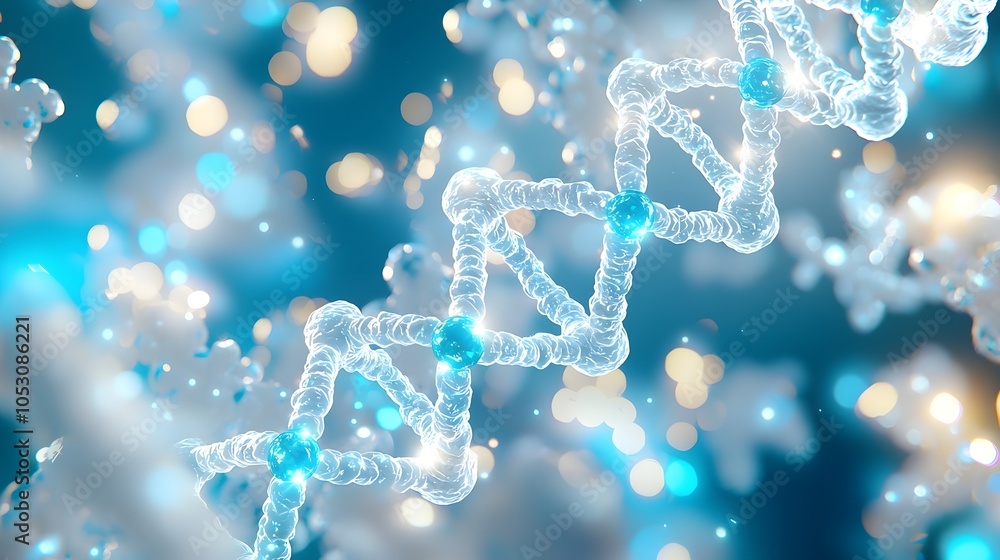 Obraz premium Abstract DNA Strand with Bokeh
