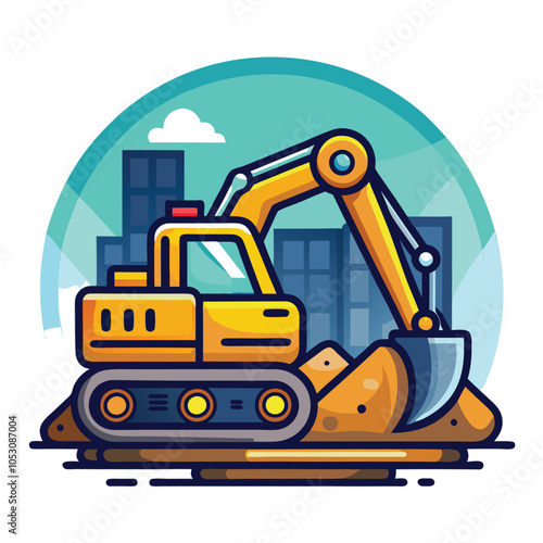 Yellow excavator digging in a construction site.