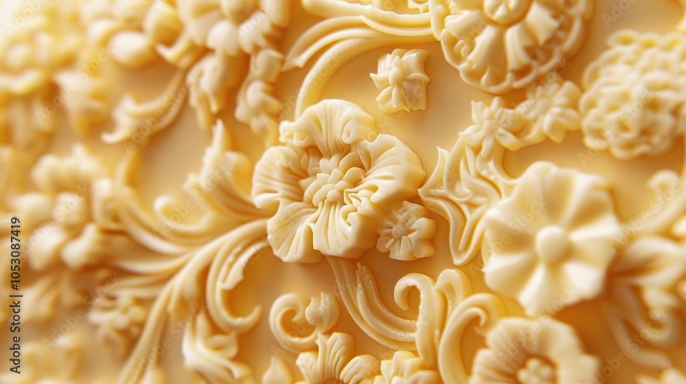 Close-up RAW Style of Handmade French butter sculpting, culinary art Close-up RAW Style of Handmade French butter sculpting, culinary art